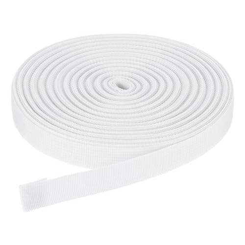 DMiotech 25 Yard x 3/4 inch Width Nylon Webbing Strap Poly Flat Webbing Strapping for DIY Craft Backpack Strapping, Sewing, Outdoor Gear Repair, White