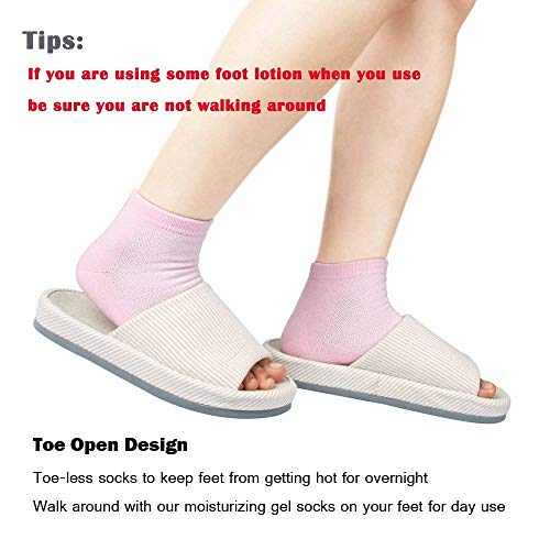 3 Pairs Vented Moisturizing Gel Socks Lotion Gel For Dry Cracked Heels, Spa Gel Socks Humectant Moisturizer Heel Balm Foot Treatment (Pink&Grey&Turquoise) #TOP5