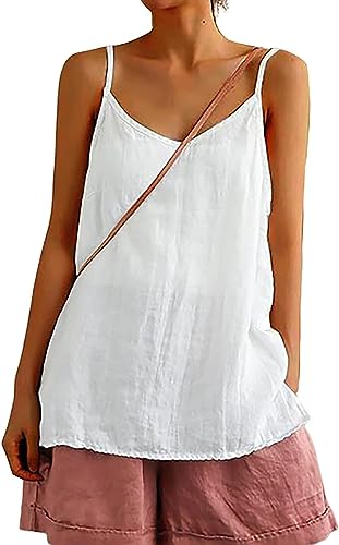 Womens Camisole Tank Tops Causal V-Neck Sleeveless Tops Summer Loose Fit Spaghetti Strap Cami Shirts