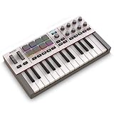 Akai Professional MPK Mini IV Teclado Controlador MIDI USB-C para Principiantes y Productores - Pads de Batería MPC, Ruedas de Pitch & Mod, Lecciones, Software de Producción con 1000+ Sonidos, Gris