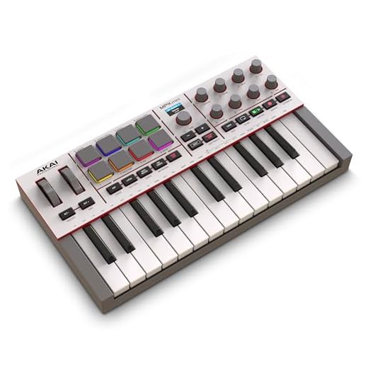 Akai Professional MPK Mini IV Teclado Controlador MIDI USB-C para Principiantes y Productores - Pads de Batería MPC, Ruedas de Pitch & Mod, Lecciones, Software de Producción con 1000+ Sonidos, Gris