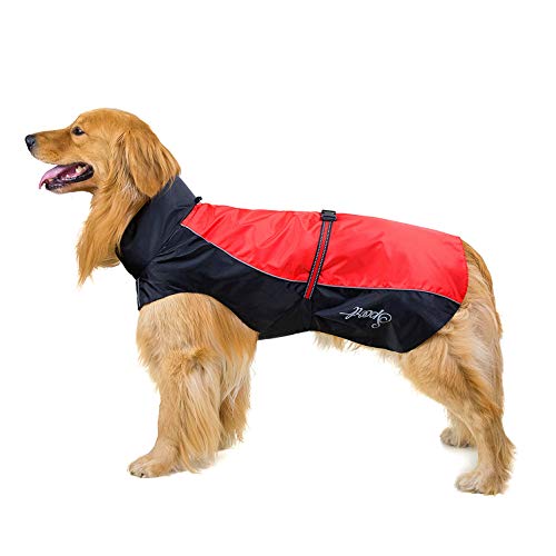 SELMAI Extra Large Dog Jackets for Cold Weather Waterproof Windproof Coats with Reflective Strips Apparel Warm Rain Vest Lightweight Snowsuit Winter Huge Pitbulls Playing Outdoor Sport Red 9XL