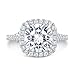 ERRA JEWEL 3CT-5CT Cushion Cut Moissanite Bridge-Pave Bridal Ring for Women Halo Moissanite Handmade Wedding Gifts for Her (Main Stone : 4.50 Carat)