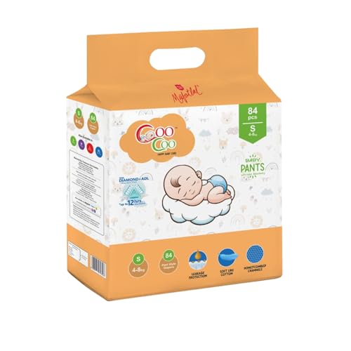 Image of Coo Coo By Mafatlal Extra Dry Baby Pull-Up Premium Diaper Pant, Size S (Small), 84 Count | 4-8 kg | Up to 12 Hrs Protection | Super Absorbent Core | Soft Elastic Waist | Leak Protection