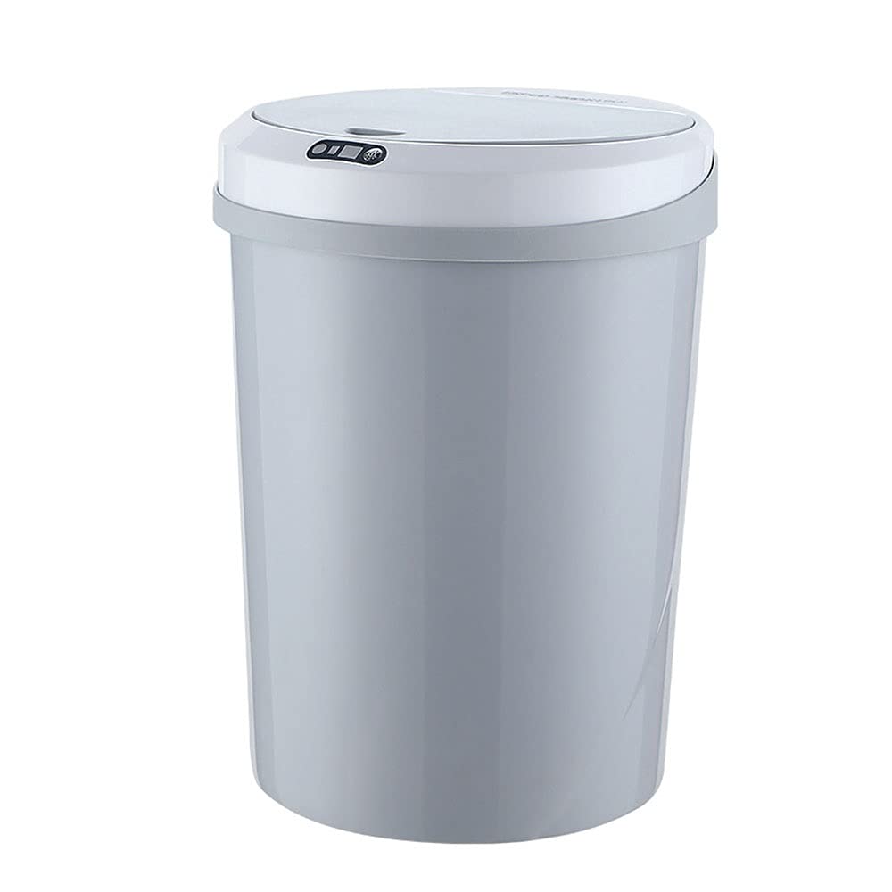 Smart Sensor Trash Can, Electric Non-contact 12L Large Capacity Automatic Mute with Cover Bedroom/kitchen/bathroom(Grey)