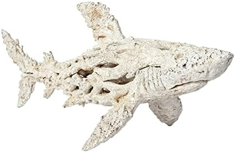Nautical Ocean Decor Coral Reef Shark Beach Home Decor Coral Look Polystone Tabletop Collection (White)