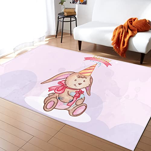 Outdoor Teppich Tierbär Flieder Schmutzfangmatte Polyester Verdicken Fußmatte Außen Innen rutschfest Fussmatte Weich Fussmatten Haustür Waschbar Fussabtreter Aussenbereich Türmatte 100x150cm