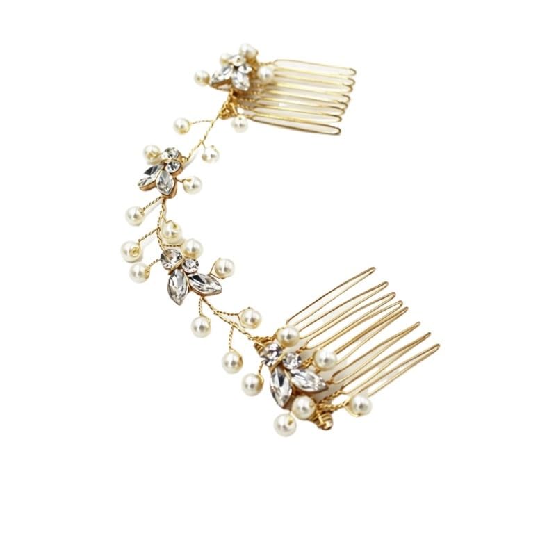 Handmade Pearl Marquise Rhinestone Hair Comb image 3