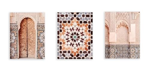 Affiche d'architecture marocaine lot de 3 toiles pour salon et bureau