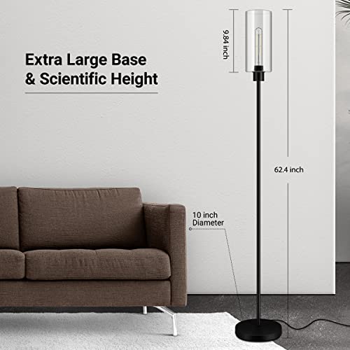 Boostarea Floor Lamp For Living Room, Modern Standing Lamp Stand Up Lamp With Glass Lampshade, 4W Bulb Included, Pole Lamp Tall Lamps For Bedroom, Living Room, Office, Kids Room, Reading #TOP4
