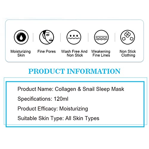 Aichun Beauty Colling Gel Facial Mask Collagen Snail Moisturizing Anti-Acne Anti-Wrinkles 120Ml/4.06Fl.oz #TOP1