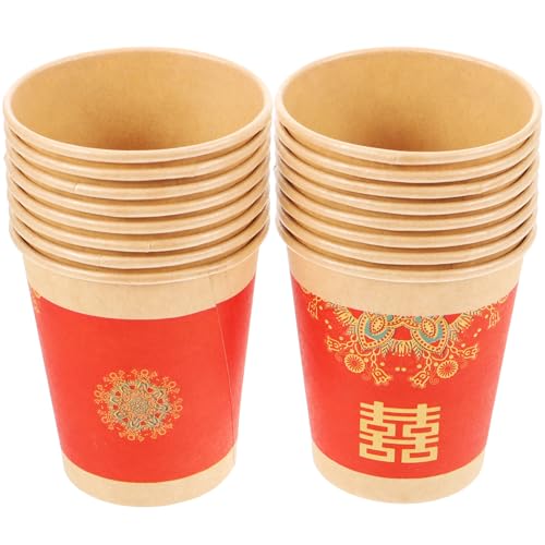 ibasenice Gobelets en Papier Caractère Chinois pour Mariage Rouge Épais Lot de 50 Légers et Pratiques pour Cérémonie de Mariage