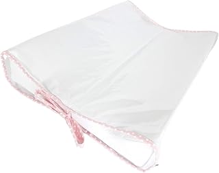 Trocador Para Bebê Americano Branco Piquet + Poá Branco Rosa Maravilhoso! Bebê Querido