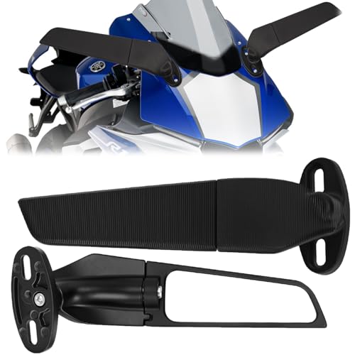 awagas 2Pcs HD Rotatable Motorcycle Mirrors for Ninja 300/400/650/ZX6R/ZX10R Honda Suzuki Aluminum Alloy Motorcycle Wind Wing Side Mirrors Adjustable Motorbike Rearview Mirror