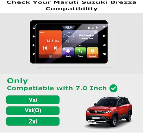 Image of OHAYO Touchscreen Guard for Maruti Suzuki New Brezza 2022+ (VXI /ZXI) | 7 Inch Infotainment Display Protector | GPS & Music System Screen Guard | Glossy Clear Finish | With Installation Kit
