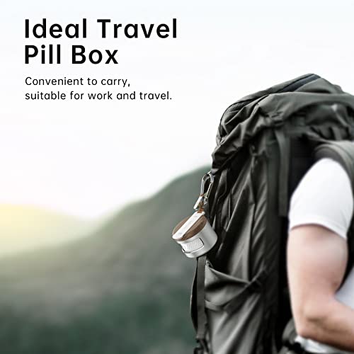 Koviuu Metal Pill Organizer 4 Times A Day, Rotatable Travel Daily Pill Box, Portable Pill Case, Vitamin Supplement Medicine Organizer Box, Round Pill Container Holder, Silver #TOP1