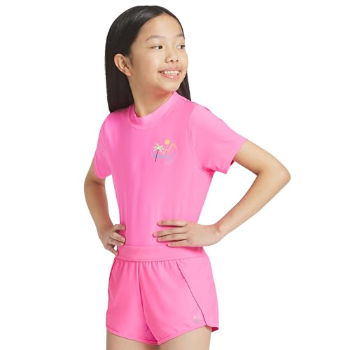 Image of Eddie Bauer Girls' UPF 50+ Rash Guard Sun Tee Shirt and Swim Short Set
