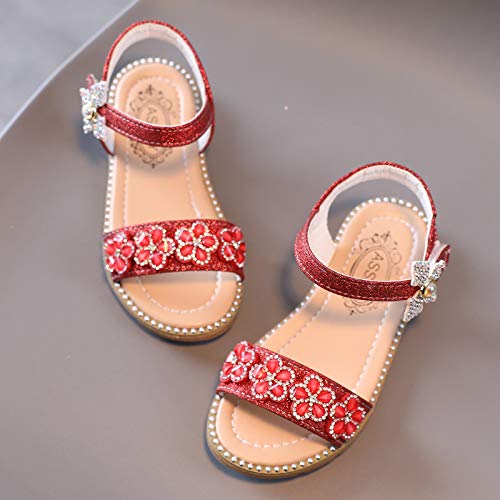 Girls Sandals Girls Princess Shoes Casual Shoes Sandals Shoes Baby Toddler Kids Baby Shoes (Red, 6.5-7 Years)3