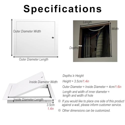Panel de acceso con cerradura 15x35cm en metal blanco para techos 3