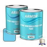 ArmorPoxy Pool Paint 2-Part Epoxy Coating for Concrete, Gunite, Fiberglass, Plaster Pools - Saltwater & Fresh Water Compatible - Light Blue (2 Gal)