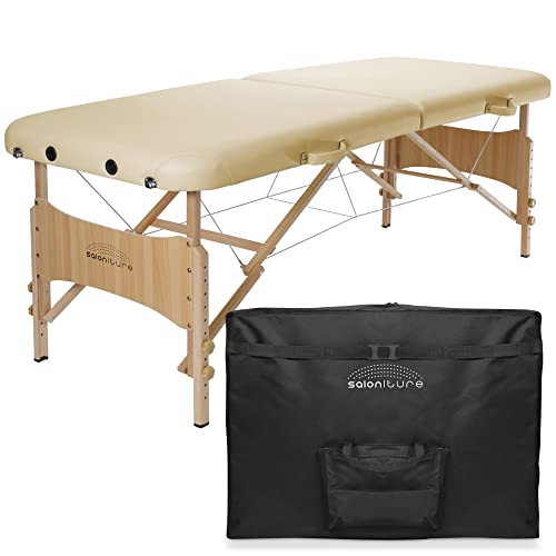 Saloniture Basic Portable Folding Massage Table - Cream
