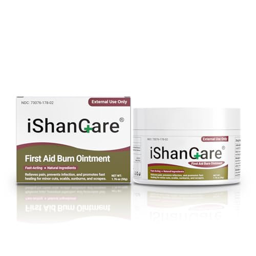 ishancare Burn Ointment with Camellia Oil, Fast-Acting Natural Relief for Burns, Sunburns, Cuts & Scrapes, Ensitive Skin Safe, 1.76oz