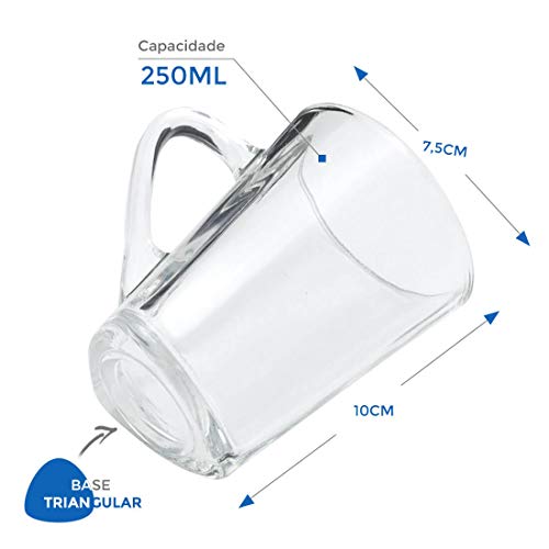 Jogo Xicara 250ml Comp Dolce Gusto Base Triangular 6 Peças
