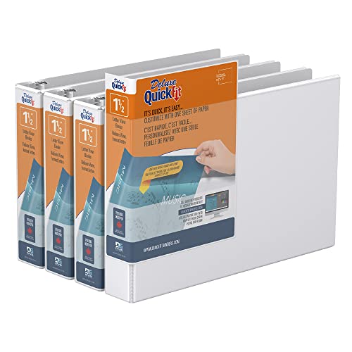 QuickFit Heavy-Duty Landscape 3-Ring Binder, Round Ring, 8 1/2 Inches by 11 Inches, 1.5 Inch, White, Pack of 4 by QUICK FIT - Used condition - CA$10.37