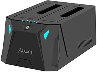 Alxum USB C to SATA HDD Hard Drive Docking Station with Offline Clone Function for 2.5 & 3.5 Inch SATA HDD SSD Hard Drives, SATA External Dual Bay Dock Support 2 x 18TB