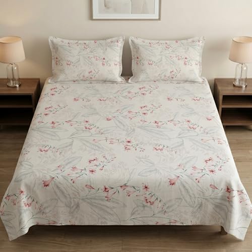 Image of Mafatlal 186 TC Metro Cotton King Size Bedsheet | 108 x 108 Inch| Soft, Breathable & Lightweight |Includes 2 Pillow Covers