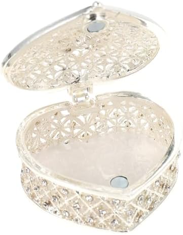 UPKOCH Heart Shaped Jewelry Box with Rhinestone Zinc Alloy Silver image 4