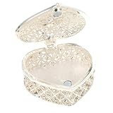 COOPHYA Caja Joyero Forma de Corazón de Aleación de Zinc Plata para Organizar Pulseras y Pendientes, Diseño Creativo y Elegante para Salones y Dormitorios