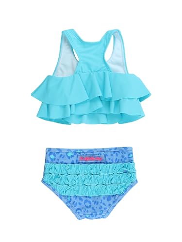 Image of RuffleButts Girls UPF50+ Sun Protection Flounce Bikini Two Piece Swimsuit