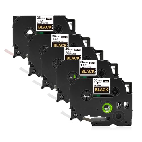 Flowerty �݊� �u���U�[�H�� TZe-364 ���n������ 5�Z�b�g 36mm�� ����8m �s�[�^�b�` P-touch �ėp �e�[�v�J�[�g���b�W