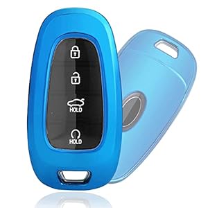 MaxAwe Schlüssel Hülle für 2021 Hyundai Tucson NX4/Santa Fe TM/Grandeur/Loniq 5/Nexo, TPU Silikon Hochglanz Autoschlüssel Schlüsselhülle Autofernbedienungen Schutzhülle (Blau)