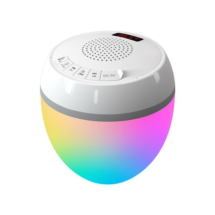Schwimmender Bluetooth-Lautsprecher für Pool mit Thermometer und LED-Beleuchtung, IP68, 8 Lichtmodi, 360°-Stereo-Sound, TWS, Reichweite 25 m, Akku 2000 mAh