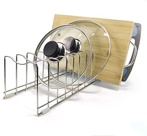 Forlivese Pot Lid Holder Cupboard Organizer Suitable for Bakeware Dish Plate, Cutting Boards, Pots and Pans, Serving Trays, Reusable Containers in Cabinet Pantry with 4 Silicone Foot Covers(1 pack)