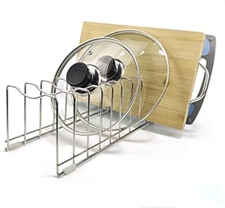 Forlivese Pot Lid Holder Cupboard Organizer Suitable for Bakeware Dish Plate, Cutting Boards, Pots and Pans, Serving Trays, Reusable Containers in Cabinet Pantry with 4 Silicone Foot Covers(1 pack)