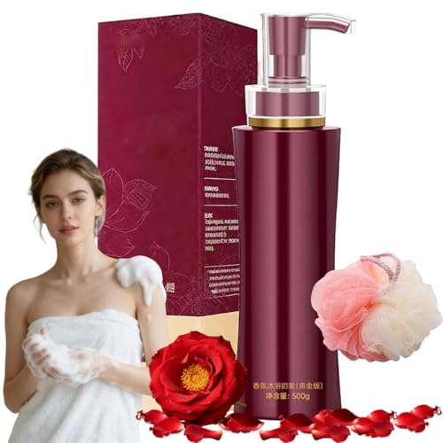 Rose Fragrance Body Wash,16.9 Fl Oz Aroma Hydrate Body Wash,Golden Glow Shower Gel Bodywash,Honey Moisturizing & Hydrating,Long-Lasting 24h Floral Fragrance,Fragrant Bath Milk for Dry Skin