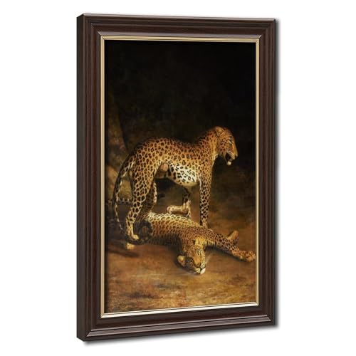 Impression sur toile deux léopards d'Exeter Jacques-laurent Agasse 61 cm Deco Salon