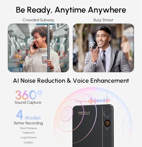 Image of AI Voice Recorder, App Control, Transcribe & Summarize with 71 Pro Templates, Deep AI Analysis, Record Anytime Anywhere for Meetings, Work, Lectures, 112 Languages,Black