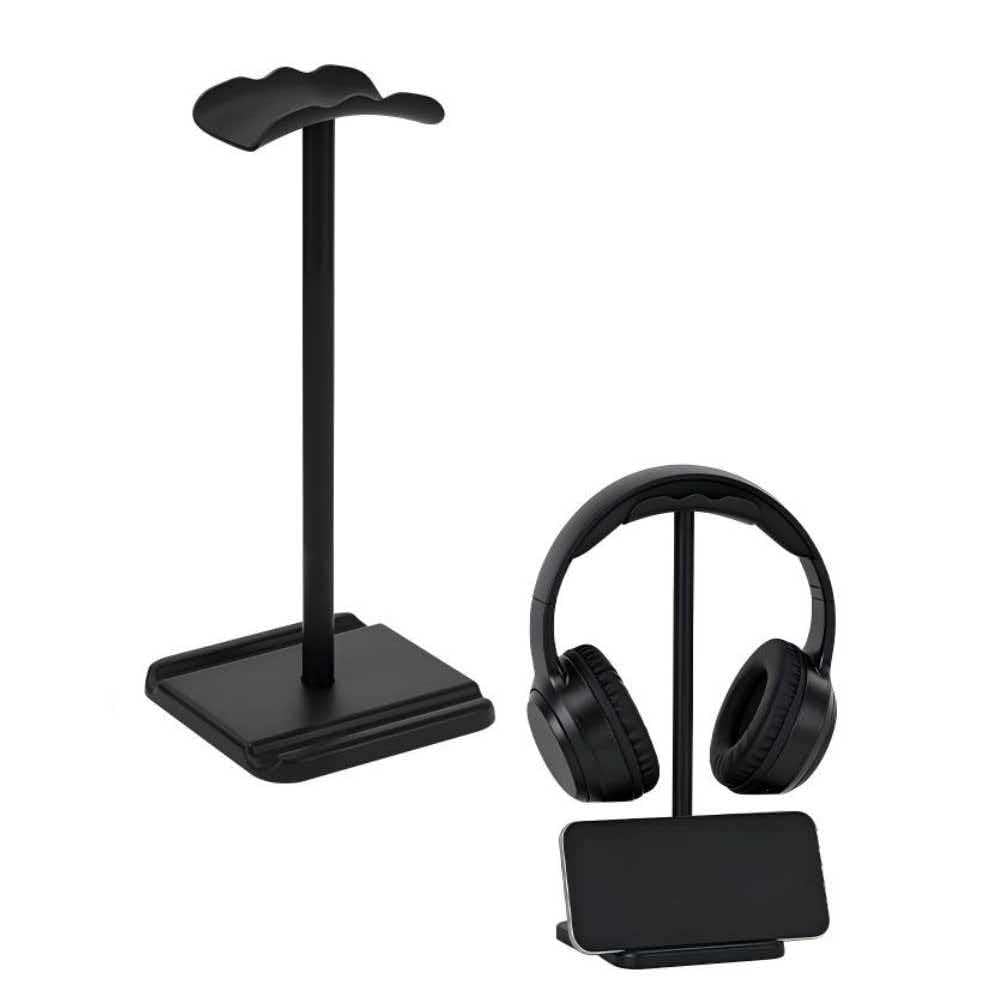 Headphone Stand for Desk, Headset Stand with Aluminum Supporting Bar, TPU Headrest & Phone Holder, Removable Non-Slip ABS Base for All Headphones & Gamers (2, Black)-image-16
