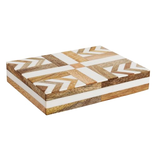 Handicrafts Home White Decorative Box with Lid– Marquet Resin Inlay