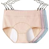 hejigood biancheria intima da donna a vita alta per taglie forti mutandine a tenuta stagna cotone morbido facile da pulire slip confezione da 4, multicolore, xl plus