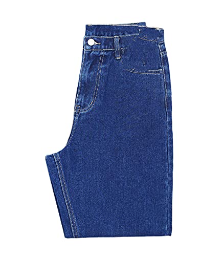 Jean vintage taille haute en coton robuste couleur originale bleu et noir coupe droite