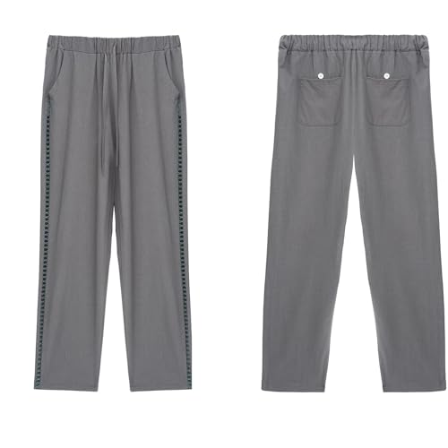 Womens Casual Pants Summer Fall Straight Legs Drawstring Waisted Pant Comfy Lightweight Solid Color Trousers Pocket4