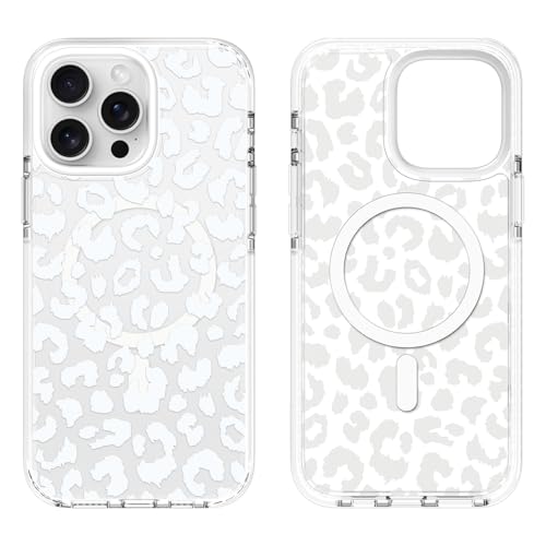 Coque iPhone 14 Pro Max MagSafe léopard blanc transparent SAKUULO antichoc