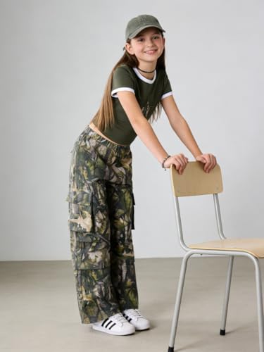 Image of Azmxynol Tween Girls Clothes 2 Piece Outfit T-Shirt Top + Cargo Pants, Teen Girl Trendy Clothing Set, Sizes 7-15 Years
