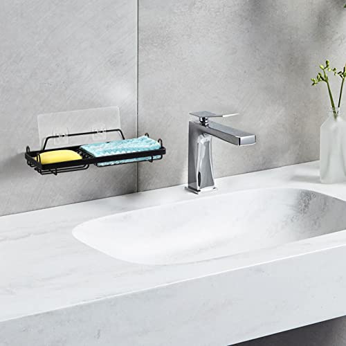 2 Pack Soap Dish Holder, Wall Mounted Soap Holder Soap Tray Bar Soap Sponge Holder, Adhesive Soap Dish For Bathroom, Kitchen-Black #TOP6