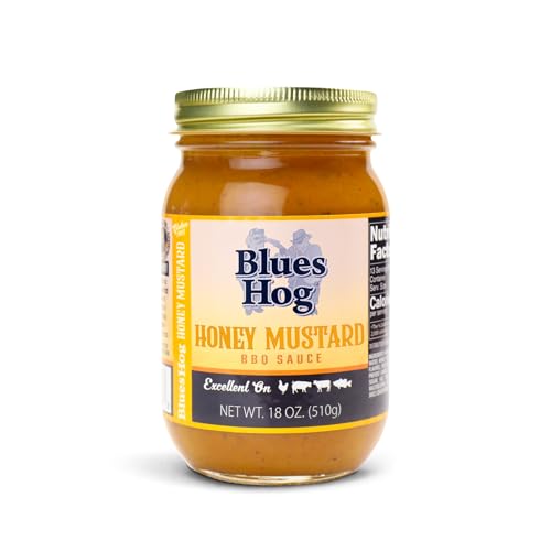 Blues Hog Honey Mustard Sauce, Sweet Honey & Zesty Mustard Gourmet BBQ Sauce Gluten-Free, Made in the USA, 18 oz